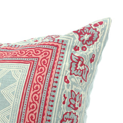 Noor Jaal Cotton Cushion Cover – 18x18 Inch Square Vintage Block Print Throw Pillow - Habitt