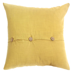 Rang Mahal Cushion Cover 18x18 – Mustard Yellow Cotton Embroidered Floral Throw Pillow - Habitt