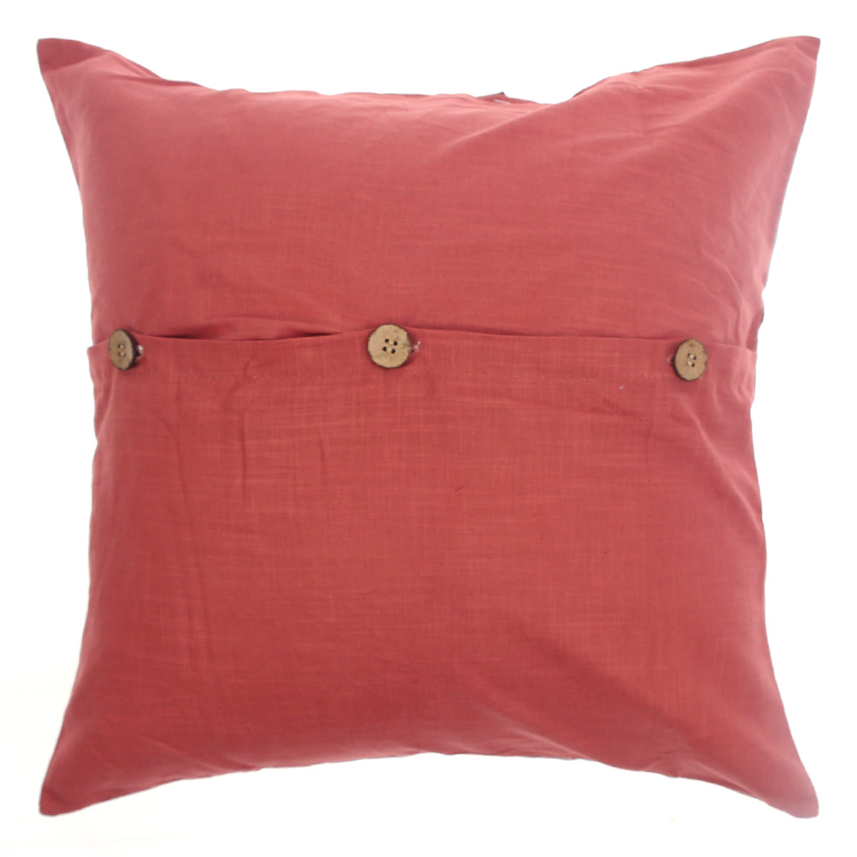 Shalimar Buta Cushion Cover 18x18 – Traditional Floral Red Cotton Throw Pillow Cover - Habitt