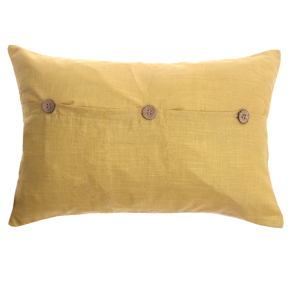 Zareen Cushion Cover 12x18 – Yellow Floral Block Print Cotton Lumbar Pillow - Habitt