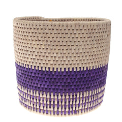 Handwoven Blue & White Dustbin Basket – 10x10 cm (UC-B-08) - Habitt