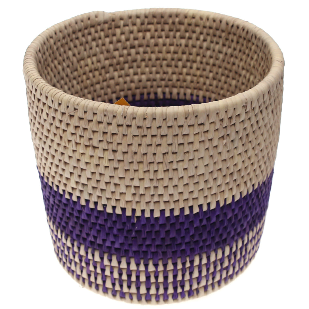 Handwoven Blue & White Dustbin Basket – 10x10 cm (UC-B-08) - Habitt