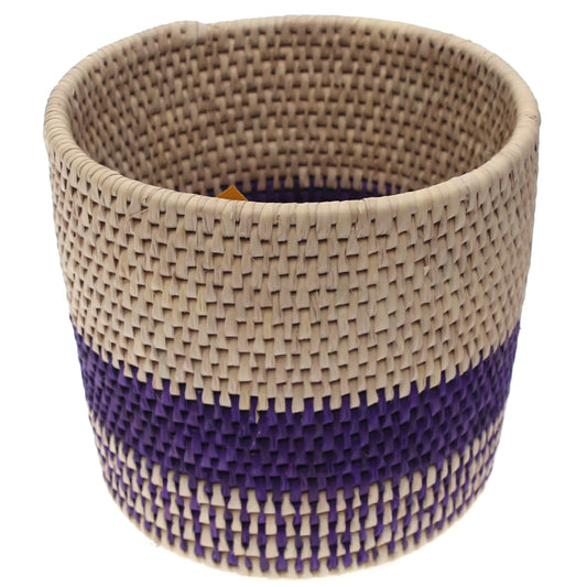 Handwoven Blue & White Dustbin Basket – 10x10 cm (UC-B-08) - Habitt