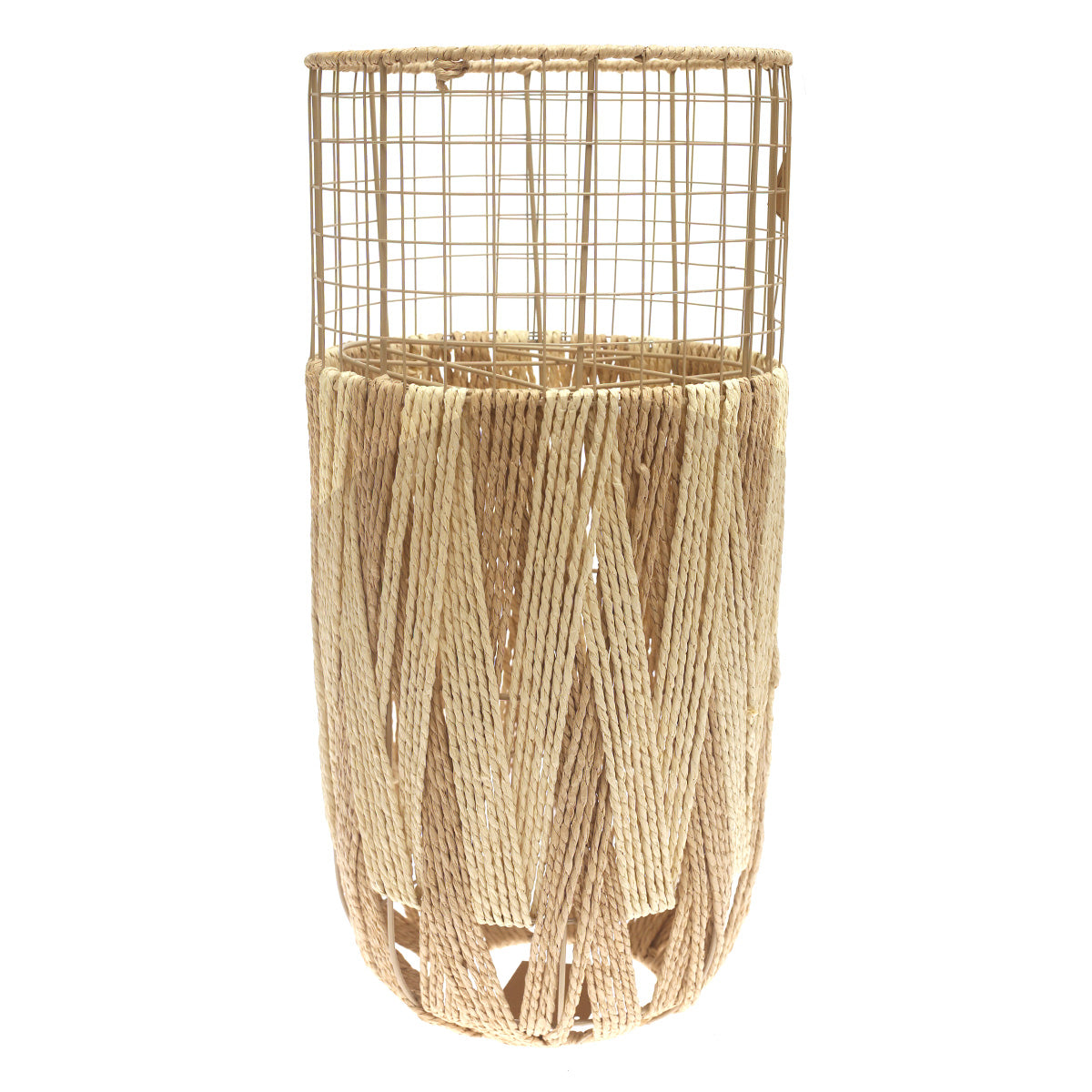 Handwoven Floor Vase – Medium White Natural Rope Design - Habitt