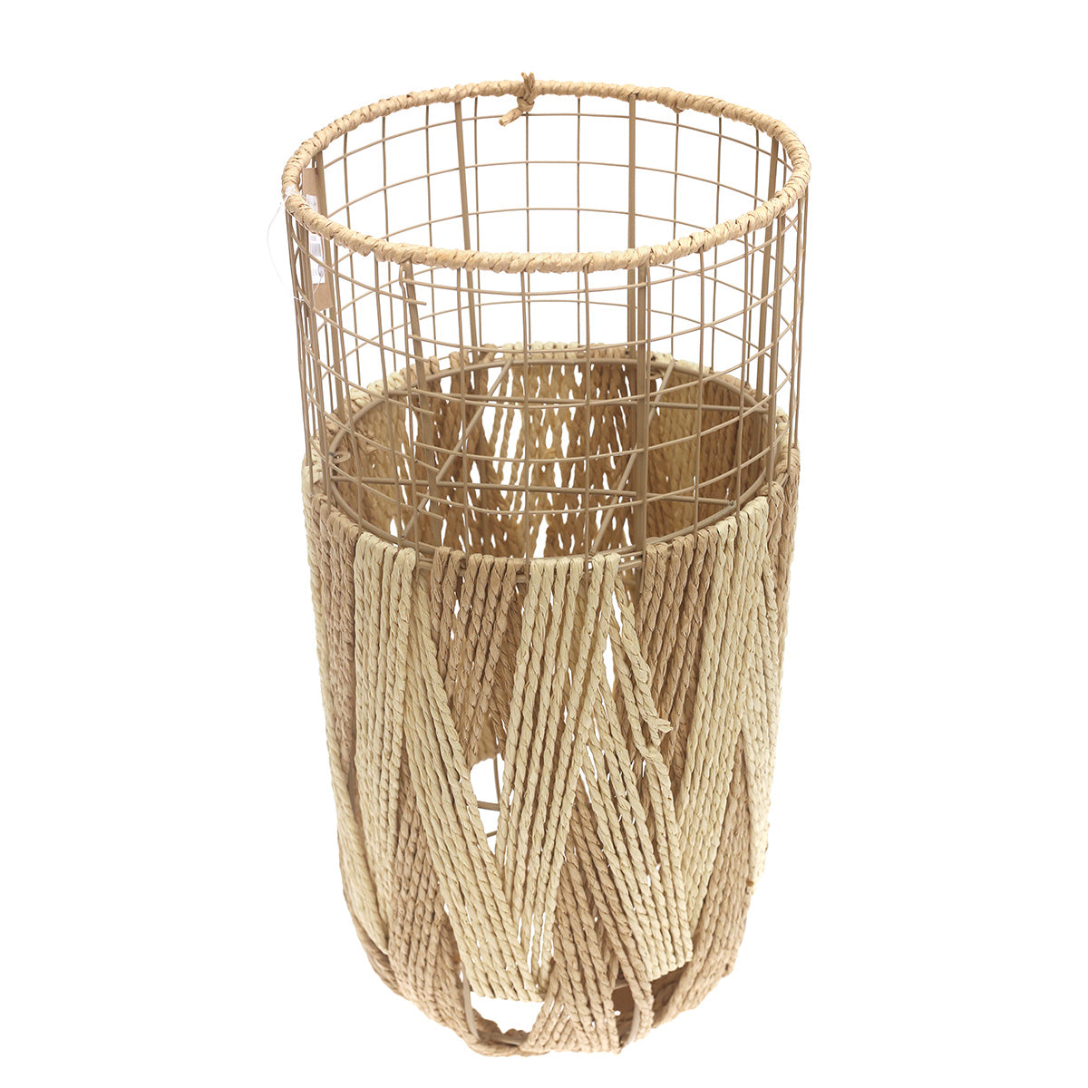 Handwoven Floor Vase – Small White Natural Rope Design - Habitt