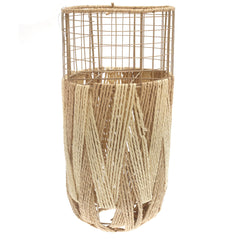 Handwoven Floor Vase – Small White Natural Rope Design - Habitt