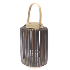 Black Hanging Lantern 13 Inch | Bamboo & Glass Decorative Candle Lantern
