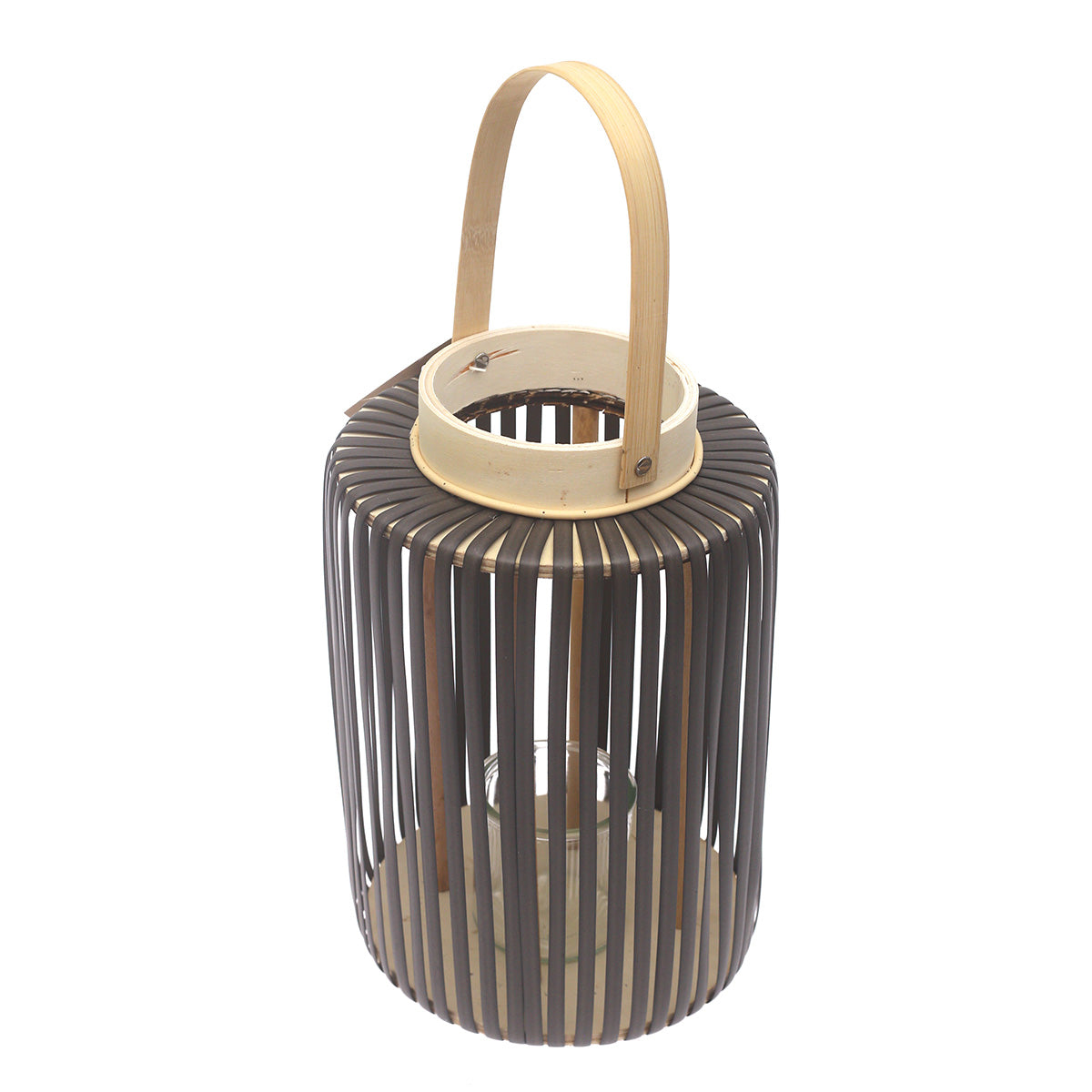 Large Black Hanging Lantern 13 Inch Height – Modern Bamboo & Metal Decorative Lantern - Habitt