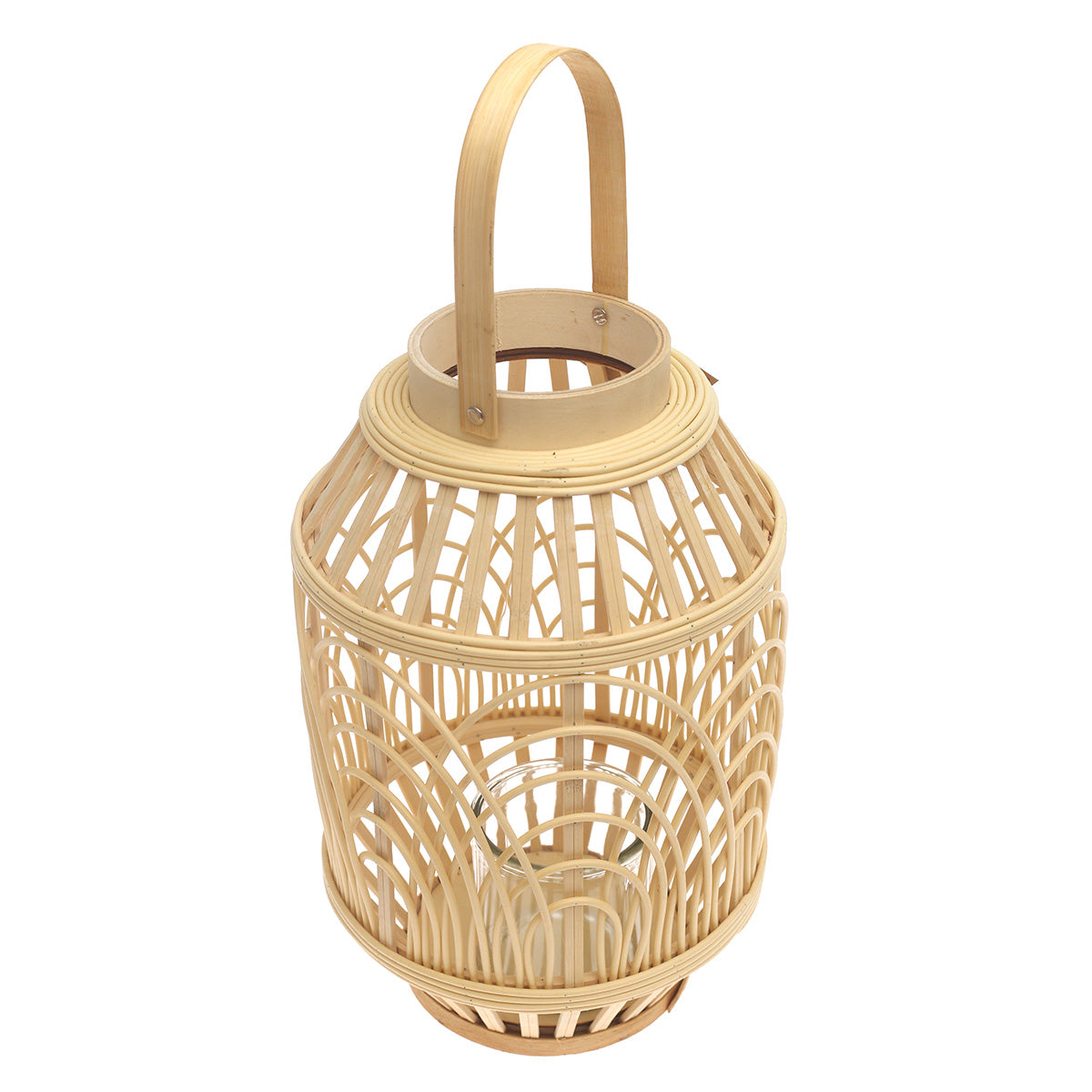 Handcrafted Hanging Lantern – Medium Natural Bamboo Design - Habitt