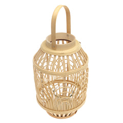 Handcrafted Hanging Lantern – Medium Natural Bamboo Design - Habitt