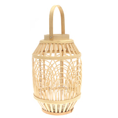 Handcrafted Hanging Lantern – Medium Natural Bamboo Design - Habitt