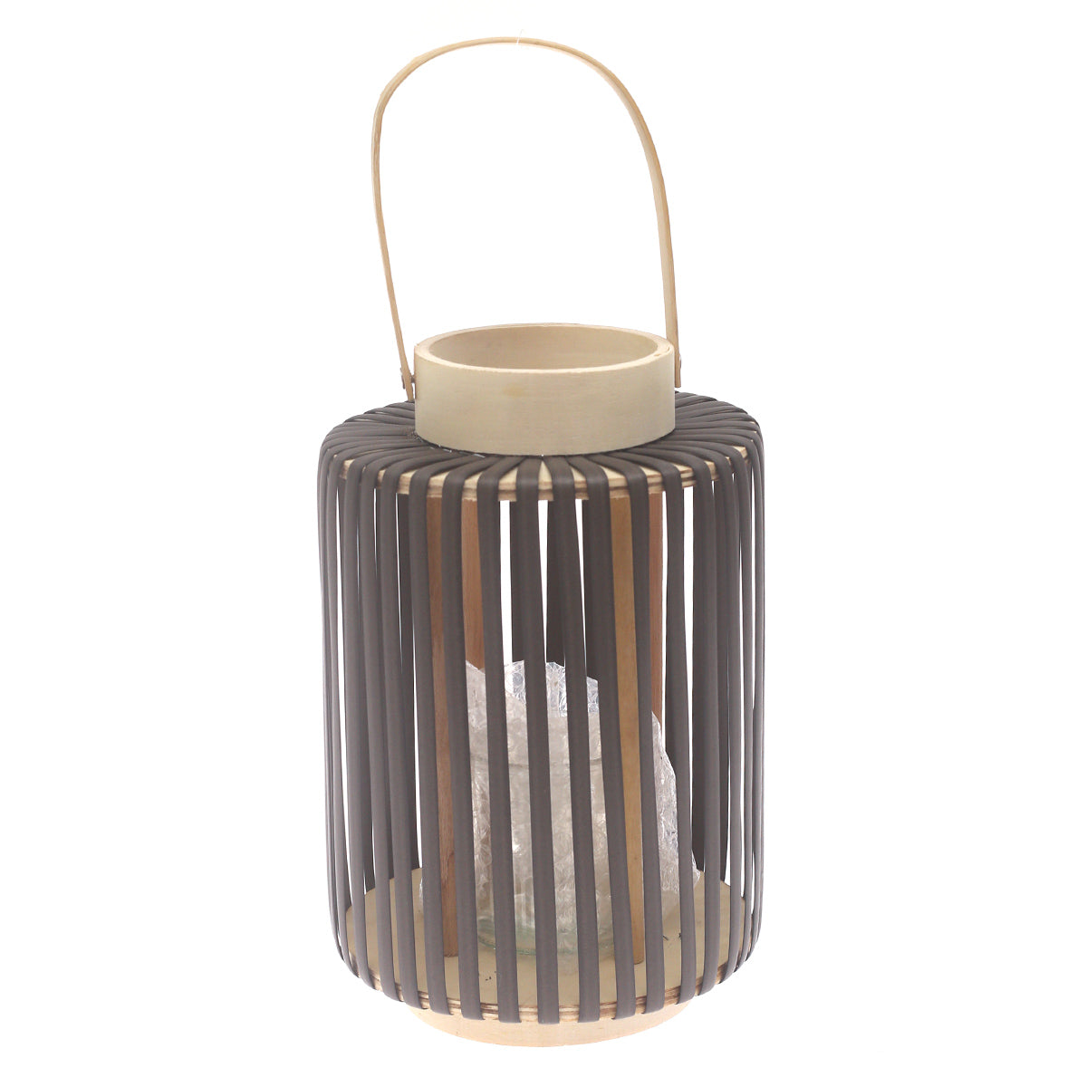 Black Hanging Lantern Medium 11 Inch | Bamboo & Glass Decorative Candle Lantern - Habitt