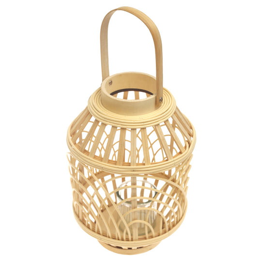 Handcrafted Hanging Lantern – Medium Natural Bamboo Design - Habitt