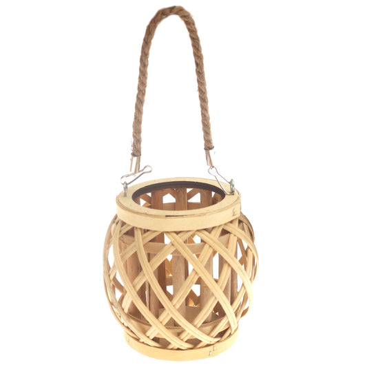 Handcrafted Hanging Lantern – Natural Bamboo & Rope Design - Habitt