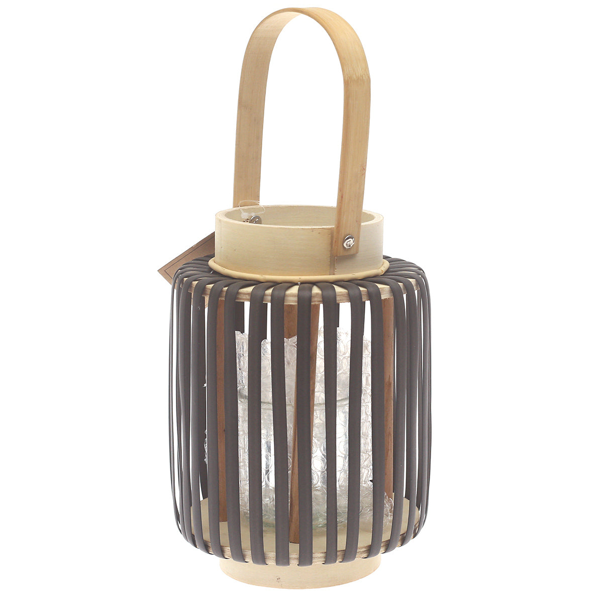 Black Hanging Lantern Small 9 Inch | Bamboo & Glass Decorative Candle Lantern - Habitt