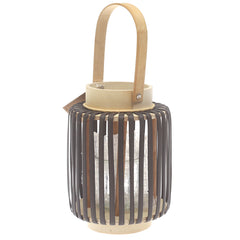 Black Hanging Lantern Small 9 Inch | Bamboo & Glass Decorative Candle Lantern - Habitt