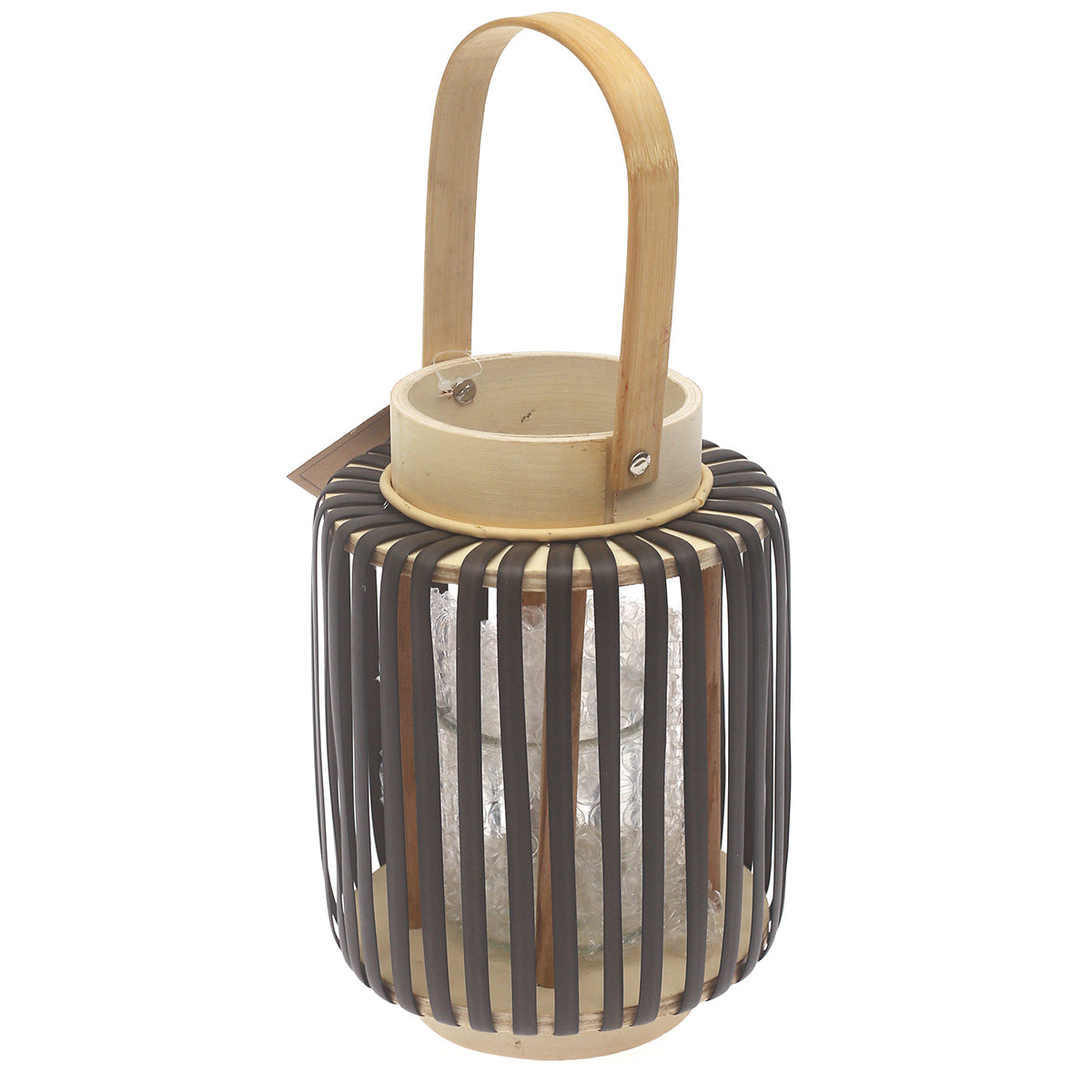 Black Hanging Lantern Small 9 Inch | Bamboo & Glass Decorative Candle Lantern - Habitt