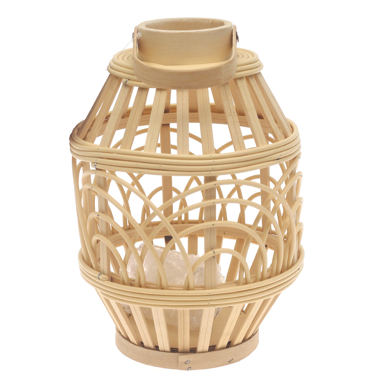 Natural Hanging Lantern Small 12 Inch | Handwoven Bamboo & Glass Decorative Lantern - Habitt