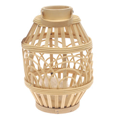 Natural Hanging Lantern Small 12 Inch | Handwoven Bamboo & Glass Decorative Lantern - Habitt