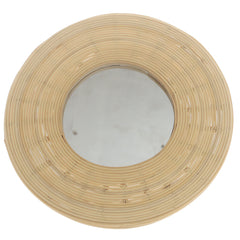 Handwoven Natural Mirror – Round Bamboo Frame Wall Mirror - Habitt