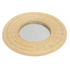 Handwoven Natural Mirror – Round Bamboo Frame Wall Mirror - Habitt