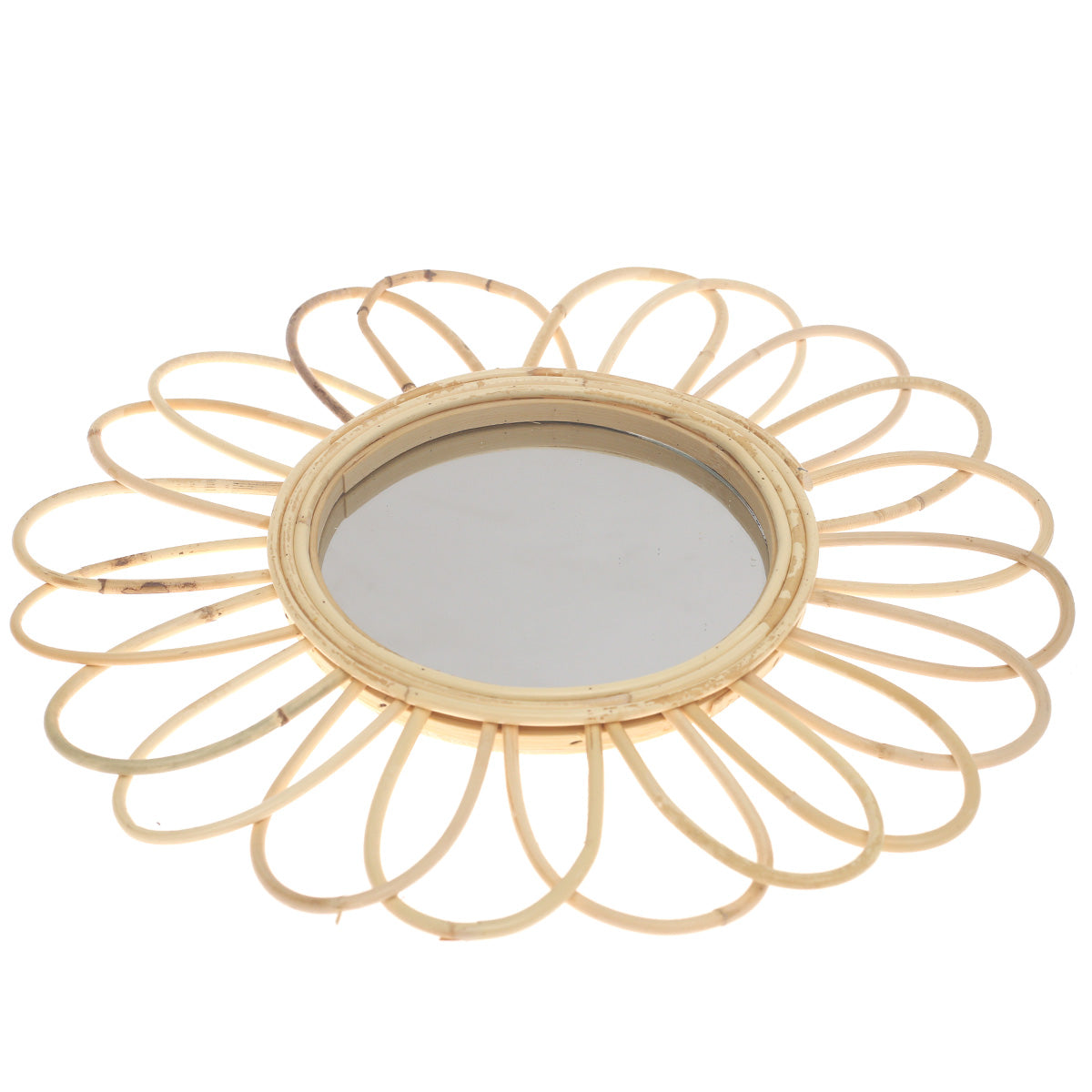Handwoven Natural Mirror – Sunburst Bamboo Frame Wall Mirror - Habitt