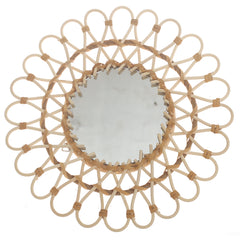 Handwoven Natural Mirror – Decorative Bamboo Loop Frame Wall Mirror - Habitt