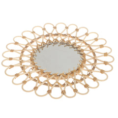 Handwoven Natural Mirror – Decorative Bamboo Loop Frame Wall Mirror - Habitt