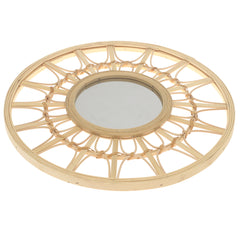 Natural Round Mirror 17.5 x 17.5 Inch Handwoven Bamboo Frame - Habitt
