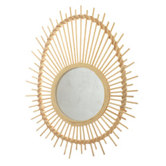 Handwoven Natural Mirror – Sunburst Bamboo Frame Wall Mirror - Habitt