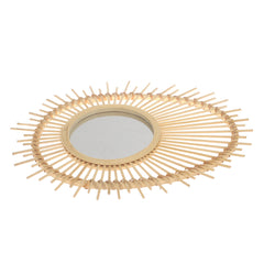Handwoven Natural Mirror – Sunburst Bamboo Frame Wall Mirror - Habitt