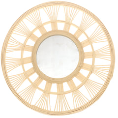 Natural Round Mirror 18 x 18 Inch Handwoven Bamboo Wall Mirror - Habitt