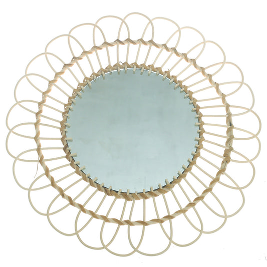 Handwoven Natural Mirror – Decorative Bamboo Loop Frame Wall Mirror - Habitt