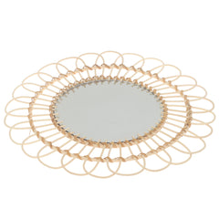 Handwoven Natural Mirror – Decorative Bamboo Loop Frame Wall Mirror - Habitt