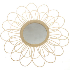 Handwoven Natural Mirror – Decorative Bamboo Loop Frame Wall Mirror - Habitt