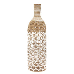 Large White & Natural Woven Rope Vase – 28 Inch Tall Decorative Floor Vase - Habitt