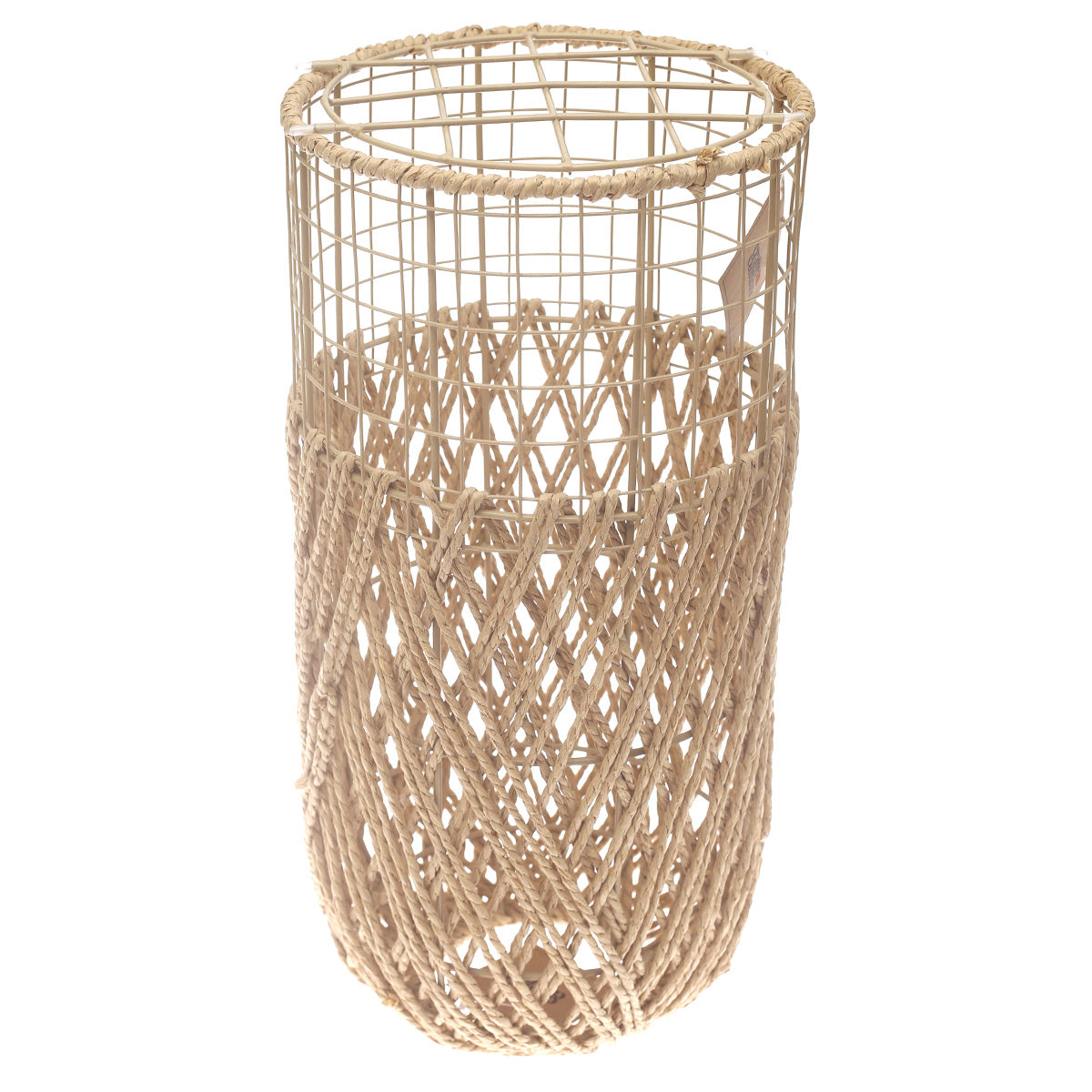 Small Natural Rope & Metal Decorative Vase – 19 Inch Handwoven Floor Accent - Habitt