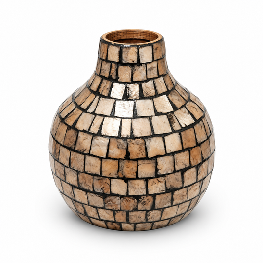 Black Mother of Pearl Mosaic Decorative Vase – V16-KT
