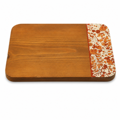 Rectangle Wooden Serving Board with Floral Accent – Rung Decorative Wooden Board
