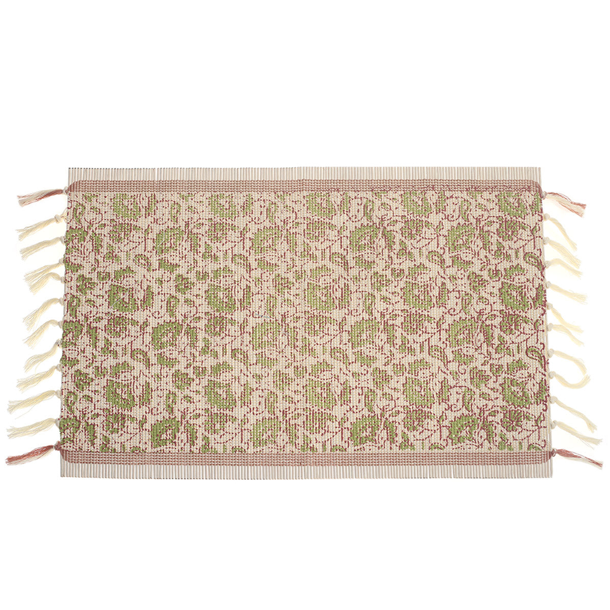 Gul Chhap Bamboo Placemat 13x19" – Handcrafted Floral Eco Table Mat - Habitt
