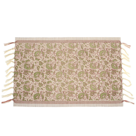 Gul Chhap Bamboo Placemat 13x19" – Handcrafted Floral Eco Table Mat - Habitt