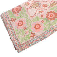 Gulistan Cotton Table Cover 62x92" – Hand Block Printed Pink Floral Dining Tablecloth - Habitt