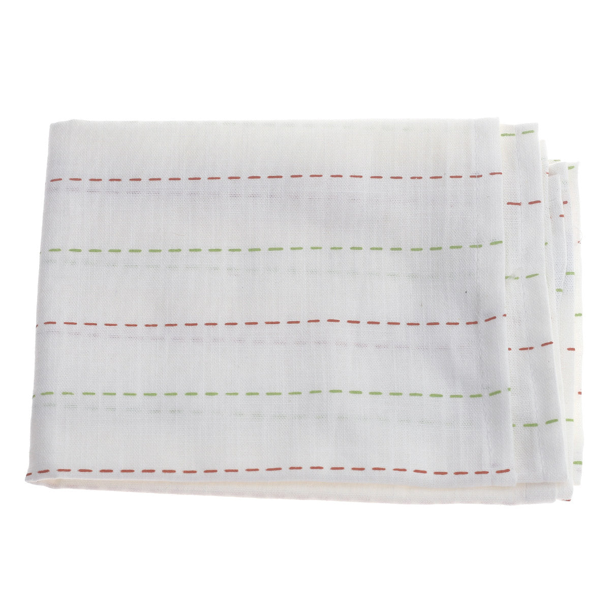 White Kantha Cotton Napkins – Set of 2 Hand-Stitched Table Napkins - Habitt