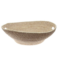 Handwoven Natural Basket – Oval Storage & Serving Basket with Handles (24x21x9 cm) - Habitt