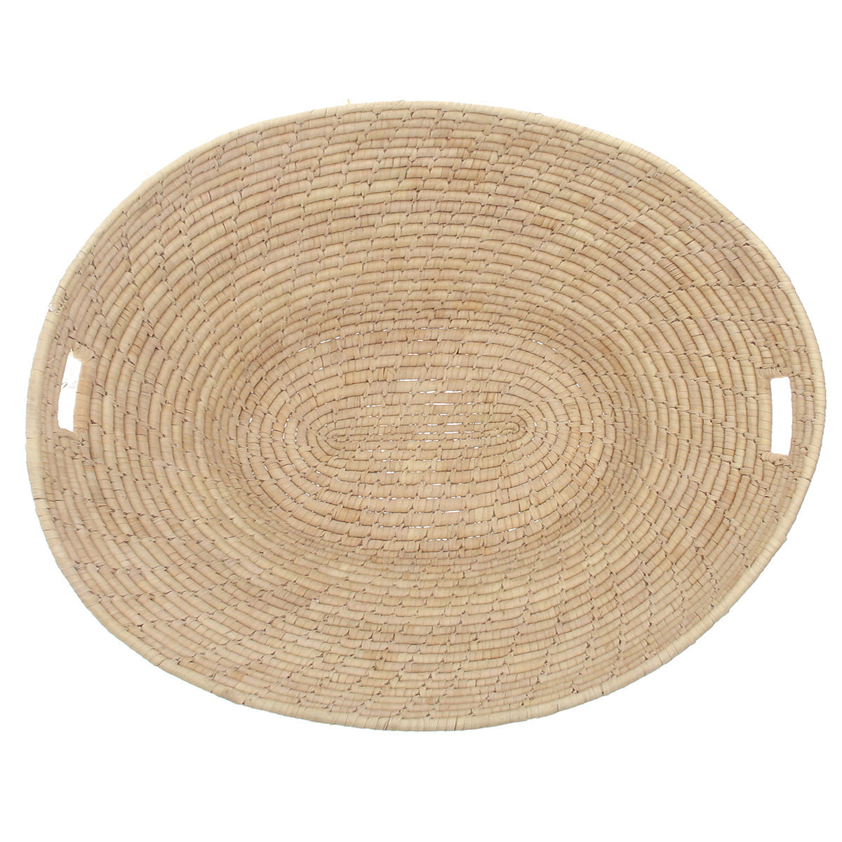 Handwoven Natural Basket – Oval Storage & Serving Basket with Handles (24x21x9 cm) - Habitt