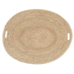 Handwoven Natural Basket – Oval Storage & Serving Basket with Handles (24x21x9 cm) - Habitt