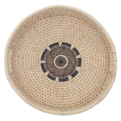 Handwoven Round Basket with Mandala Design – Natural Storage & Serving Tray (2.5x14 in) - Habitt