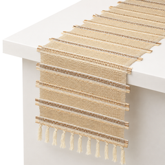 Neutral Weave Bamboo Runner 13x72" – Natural Textured Extra-Long Table Runner