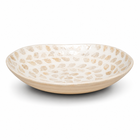 Oval Mother of Pearl Platter Small – Beige & Ivory Decorative Inlay Bowl