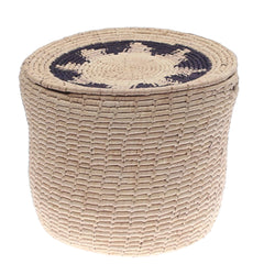 Handwoven Natural Storage Basket with Lid – Round Organizer (14x14 in, UC-B-10) - Habitt